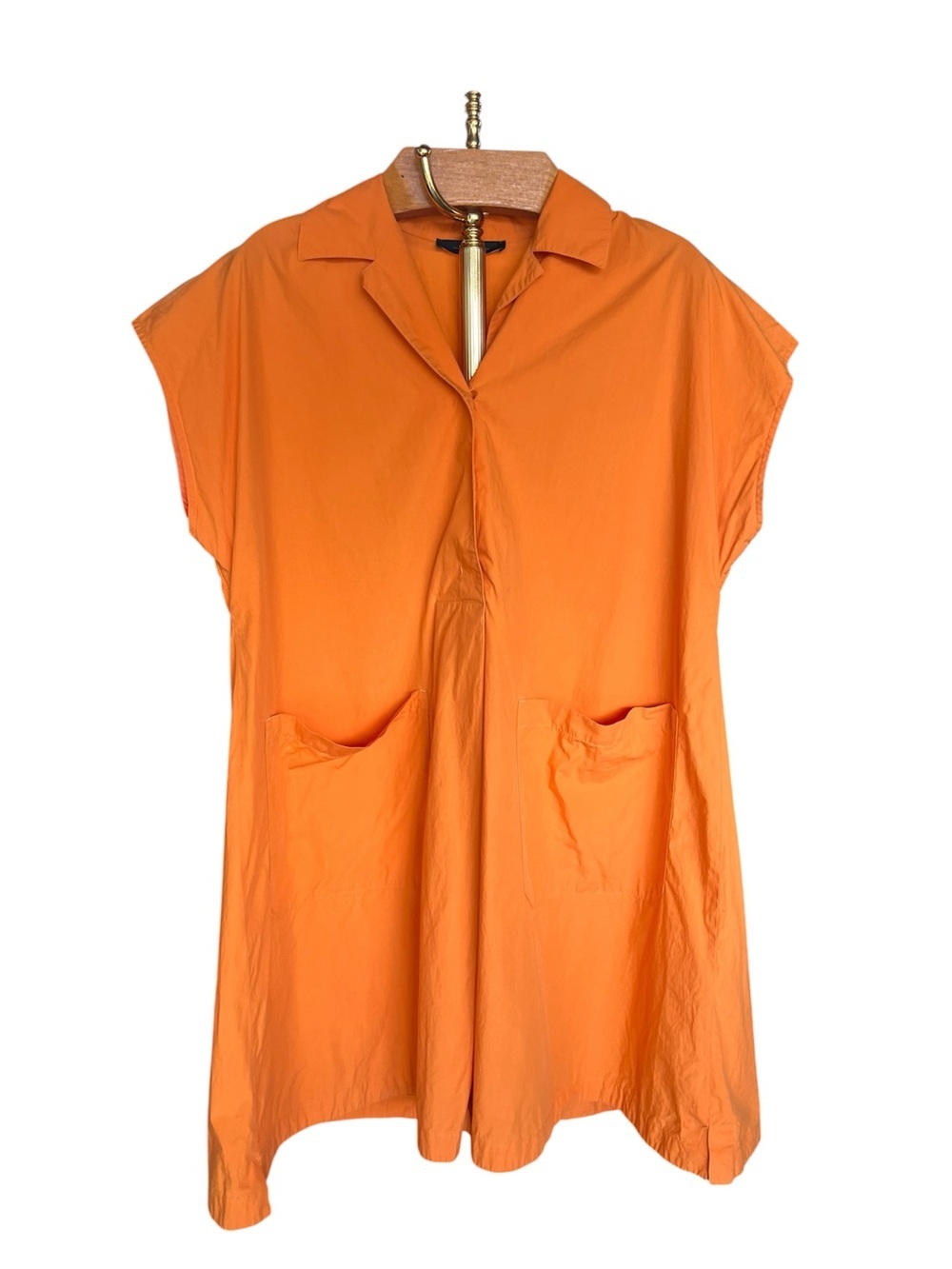 Weekend Max Mara Orange Poplin Ccotton Short-Sleeve A-Line Dress 8 - Picture 3 of 13